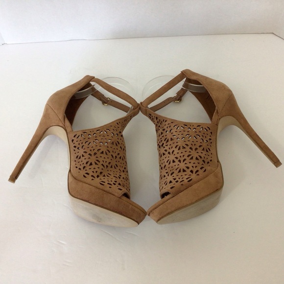 Aldo Light Brown Suede Platform Stiletto Heels, 9 - Picture 7 of 9